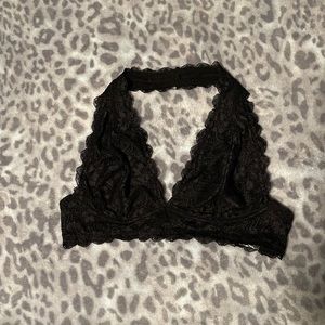 Free People Lace Halter Bra - Black